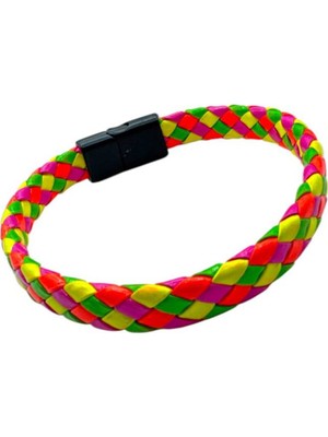Herşey Nota Çok Renkli Deri Örgü Bileklik – Unisex Ayarlanabilir Şık Günlük Bileklik Erkek Kadın
