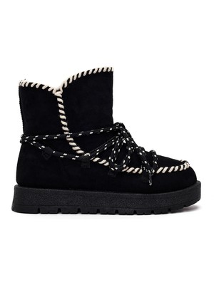 Derimod Kadın Siyah Bağcıklı Kalın Tabanlı Süet Teddy Bot 25WFE402210