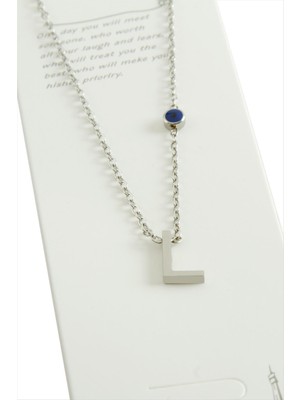 Gümüş Renkli Harfli Çelik Kolye