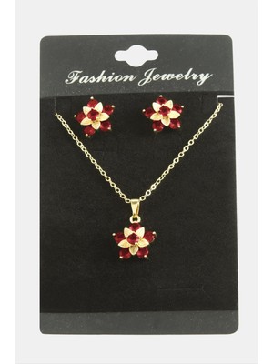 Çiçek Zirkon Taşlı Set Kolye