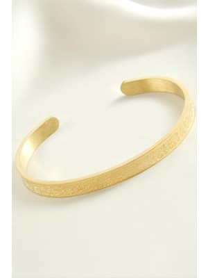 Ayetel Kürsi Dualı Lüks Çelik Kelepçe Bileklik