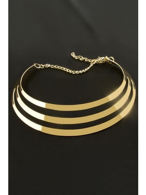 Çizgili Metal Tasma Kolye