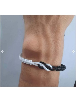 Herşey Nota Siyah Beyaz Taraftar Makrome Bileklik – Ayarlanabilir Unisex Model