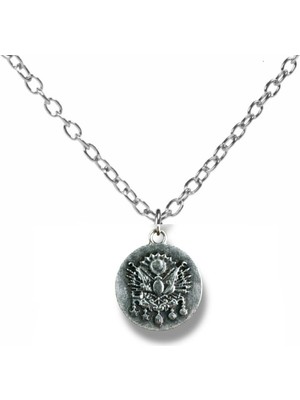 Osmanlı Tuğrası Figürlü Kolye – Gümüş Renk Zamak Metal Unisex Tarihî Takı