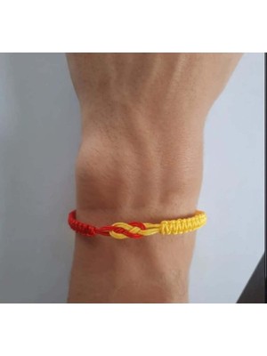 Herşey Nota Sarı Kırmızı Taraftar Makrome Bileklik – Ayarlanabilir Unisex Model