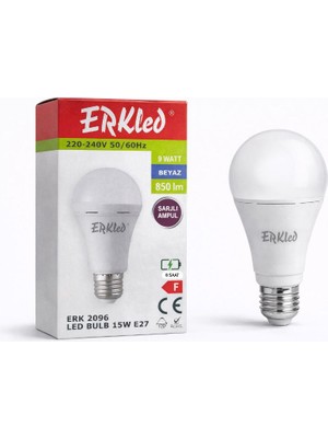 Erkled LED Ampul 15W E27 Beyaz Işık (6500K) Şarjlı Ampul