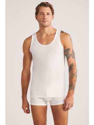 Kom Scott Askılı 2 Li Basic Erkek Modal Atlet Beyaz