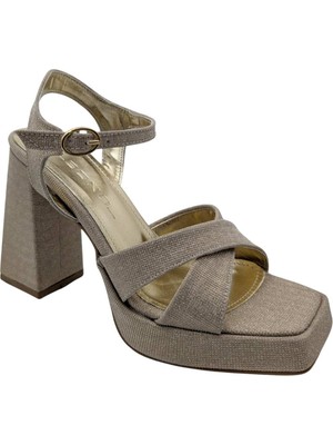 Çiğdem Kundura Nyvella-1 | Kadın Platform Topuklu Ayakkabı - Gold - 37