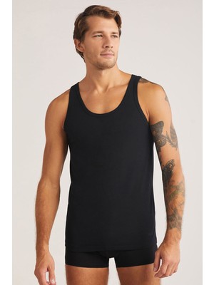 Kom Scott Askılı 2 Li Basic Erkek Modal Atlet Siyah