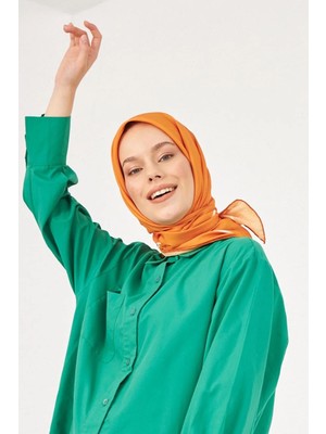 İpekhan Düz Desenli Canlı Turuncu Pamuk Viskon Eşarp