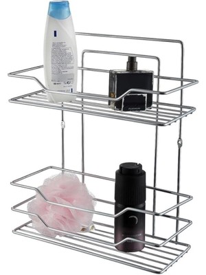 Wishora Store 2 Raflı Krom Banyo Rafı Şampuanlık Sabunluk Banyo Düzenleyici