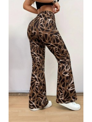 Janes Kadın Yüksek Bel Kamuflaj Desenli Dalgıç Tayt