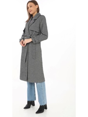 Jane's Janes Balık Sırtı Kaşmir Uzun Kaşe Kaban - Boyalı Gri