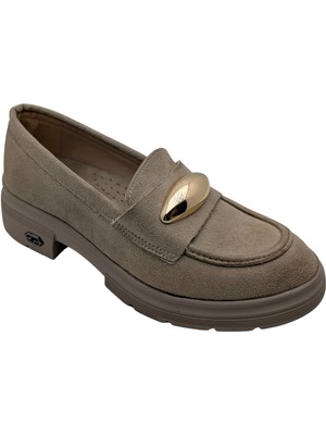 Seraphiel | Kadın Hakiki Deri Topuklu Loafer - Çiğdem Kundura - Seraphiel - Bej - 38