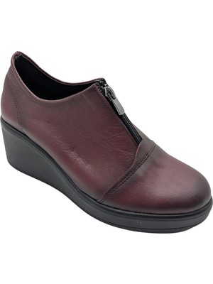 Rhovania | Hakiki Deri Dolgu Topuk Günlük Ayakkabı - Çiğdem Kundura - Rhovania - Bordo - 36