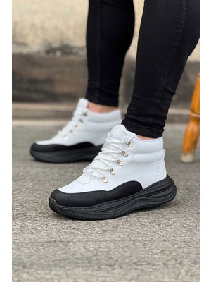 Bilfold Kömür Beyaz Yüksek Taban Yarım Bilek Bot