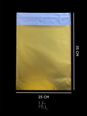 HG Tedarik 20 Adet 25X35 cm Bantlı Metalize Lüks Hediye Paketi Poşeti, Hediye Poşeti ( 25X30+5 Cm, Gold)