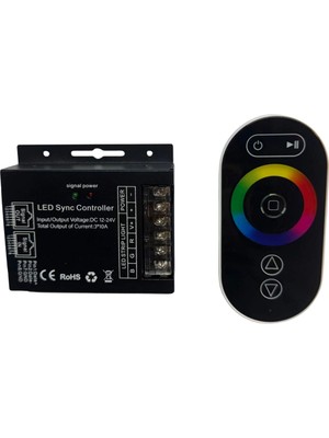 Powerr Led Aydınlatma 36A Müzikli Sese Duyarlı Rgb Dokunmatik Kumandalı Rf Dimmer 12-24V