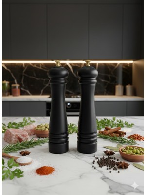 Yakut Siyah 27 cm Baharat Öğütücü ve Manuel El Değirmeni 2`li