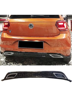 Hasakman Vw Polo Mk6 Sport Difüzör Parlak Siyah Egzoz Görünüm 2018 2019 2020 Arka-Difizör-Bodykit-Ek-Karlık