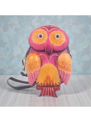 Elifeshop El Yapımı Hakiki Deri Baykuş Tasarımlı Fermuarlı Kadın Cüzdan | Bozuk Para Kart Anahtar Çantası Md 1