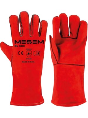 Sedef Power Tools Mes EL600 35CM Uzun Kırmızı Deri Kaynak Eldiveni