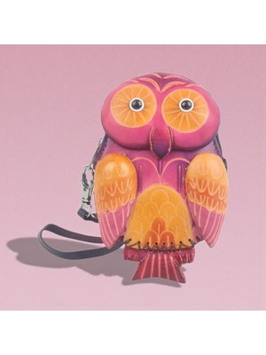 Elifeshop El Yapımı Hakiki Deri Baykuş Tasarımlı Fermuarlı Kadın Cüzdan | Bozuk Para Kart Anahtar Çantası Md 1