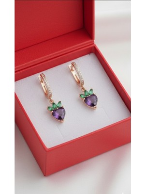 Çekirdek Jewelry 925 Ayar Gümüş Mortaşli Kalplı Çilek Kolye