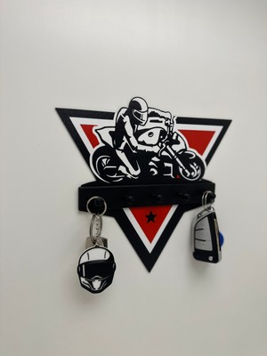 3dpazarıcom 3D Dekoratif Motorcu Anahtar Askılığı V3