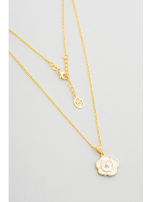 So CHIC İnci Çiçeği 18 Ayar Sarı Altın Kaplama 45 Cm Gümüş Kolye