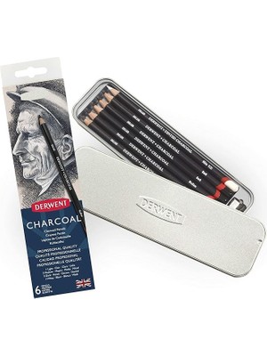 Wishora Store Kömür Kalemleri, Çizim ve Yazma, 6'lı Set, Açık, Orta, Koyu ve Renkli Kömür, Karıştırma ve Bulaşma Için Ideal, Kalemtıraş Dahil, Profesyonel Kalite, 0700838