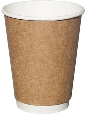 Alacam Ambalaj 100 Adet Kraft Kapli Double Wall Karton Bardak (14 Oz - 400 Ml)