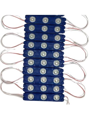 Powerr Led Aydınlatma 12 Volt 1.2 Watt 3 Lensli Turkuaz 2835 Smd LED Modül IP65 10 Adet Modül