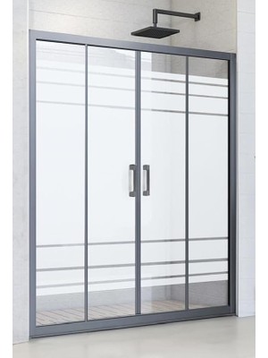 Wishora Store Duşakabin Ön Cephe Siyah Profil 5mm Desenli Yükseklik 190 cm (144 Cm)