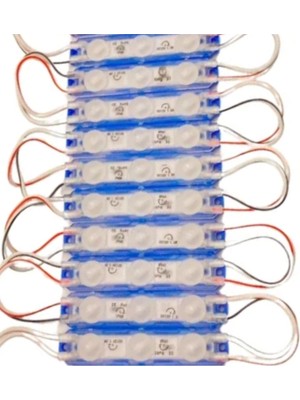 Powerr Led Aydınlatma 12 Volt 1.5 Watt 3 Lensli Turkuaz 2835 Smd LED Modül IP65 10 Adet Modül