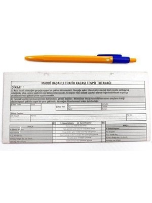 Wishora Store Maddi Hasarlı Kaza Tespit Tutanağı 5 Adet + Tükenmez Kalem