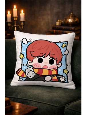 Charmbi Sevimli Harry Potter Baskılı Kırlent Kılıfı Yumuşak Kumaş Çift Taraflı Dijital Baskı 43X43 Tekli