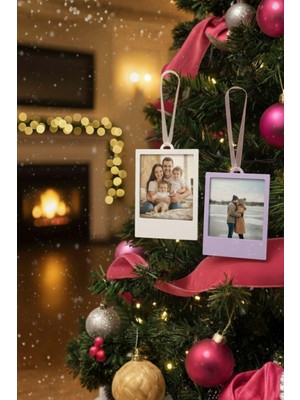 Cosmic Store Polaroid Fotoğraf Çerçevesi Tasarım Yılbaşı Ağacı Süsü 2'li Set | Yeni Yıl Hediyesi ve Dekorasyonu