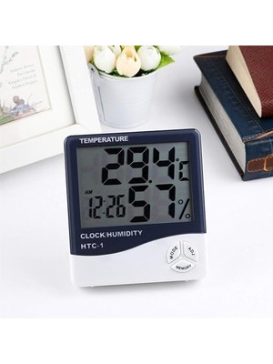 Wishora Store Hans Creatıon Ds Enterprise | (Htc-1) Oda Termometresi, Nem Kuluçka Ölçer ve Doğru Sıcaklık Göstergeli Duvara Montaj LED Dijital Alarm Saat Monitörü Iç Mekan/dış Mekan (Htc-1) / (004)