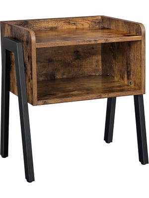 Wishora Store Komodin, Komodin, Yan Sehpa, Açık Bölmeli Istiflenebilir Komodin, Rustik Ahşap Görünüm, Vurgulu Mobilya, Metal Ayaklar, Sağlam, Endüstriyel Tasarım, Vintage Kahverengi-Siyah LET54X