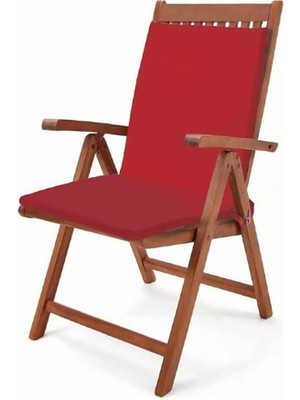 Wishora Store Bahçe Balkon Salon Kırmızı Sandalye Minderi (Arkalıklı) 2'li