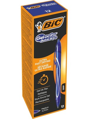 Wishora Store Gel-Ocity Quick Dry Hizli Kuruyan Jel Kalem 12'li Kutu Mavi, 0.7 mm Orta Kalınlıkta Uç, Hızlıca Kuruyan Jel Mürekkep