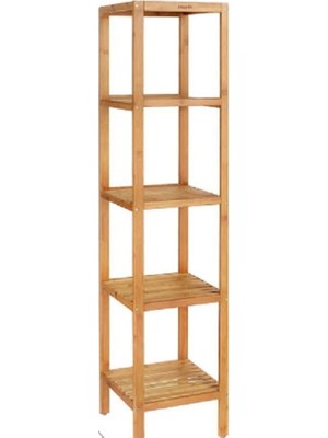 Wishora Store 5 Raflı Doğal Ahşap Çiçeklik Çok Amaçlı Raf Düzenleyici Kitaplık