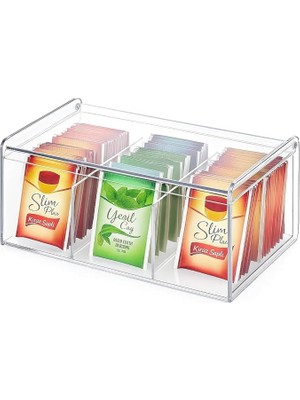 Wishora Store 6 Bölmeli Plastik Çay Kutusu – Şeffaf Kapaklı, Gıda Dostu, Düzenleyici Kutu, Baharat/çerez/şeker Saklama Kabı – Mutfak Organizeri