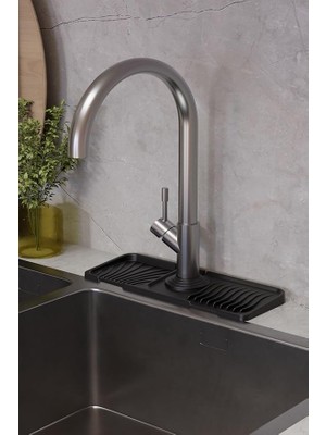 Wishora Store Home Musluk Matı Elastik Silikon Mutfak ve Banyo Için Lavobo Su Tutucu Musluk ve Batarya Matı, Siyah