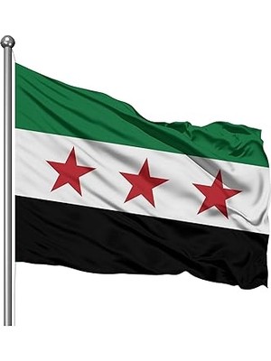 Wishora Store Suriye Bayrağı 100X150 cm - Çift Dikişli 120 Gr/m² Rashel Kumaş, Canlı ve Parlak Premium Suriye Bayrağı (100X150 Cm)