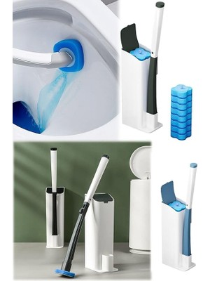 Wishora Store Özel Sünger Başlıklı Temizlik Seti - Kullan At Süngerli ve Deterjanlı Tuvalet Fırçası (Set)