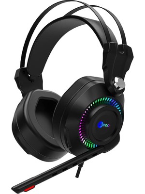 Wishora Store HT405 3.5mm Jack+Usb Kulak Üstü Rgb LED Aydınlatmalı Konforlu Kulak Yastıkları 50MM Hassas 100DB Ses Sürücüleri Askılı Kafa Bandı Profesyonel Tip Kablolu Mikrofonlu Oyuncu Kulaklığı Siyah