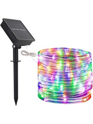 Wishora Store Solar Güneş Enerjili Rgb 100 Led, 12 Metre,8 Modlu, Peri LED Bahçe, Veranda, Avlu, Balkon, Havuz Kenarı, Düğün, Parti, Peyzaj Aydınlatma Su Geçirmez Lamba