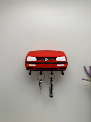 3dpazarıcom 3D Baskı Dekoratif Volkswagen Golf Mk3 Model Tasarımlı Anahtar Askılığı